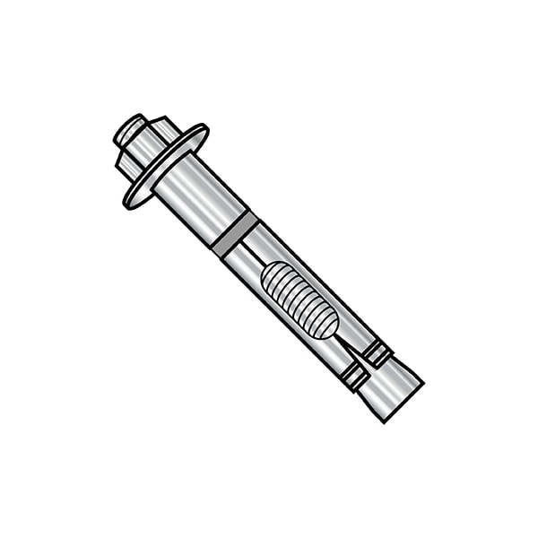 Zoro Select Sleeve Anchor, 1/2" Dia., 3" L, 18-8 Stainless Steel Plain, 25 PK 5048ASLH188 - main