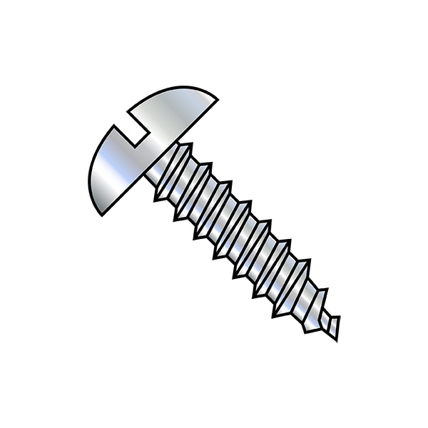 Zoro Select Self-Drilling Screw, #10-12 x 3/4 in, Zinc Plated Steel Round Head Slotted Drive, 6000 PK 1012ASR - main