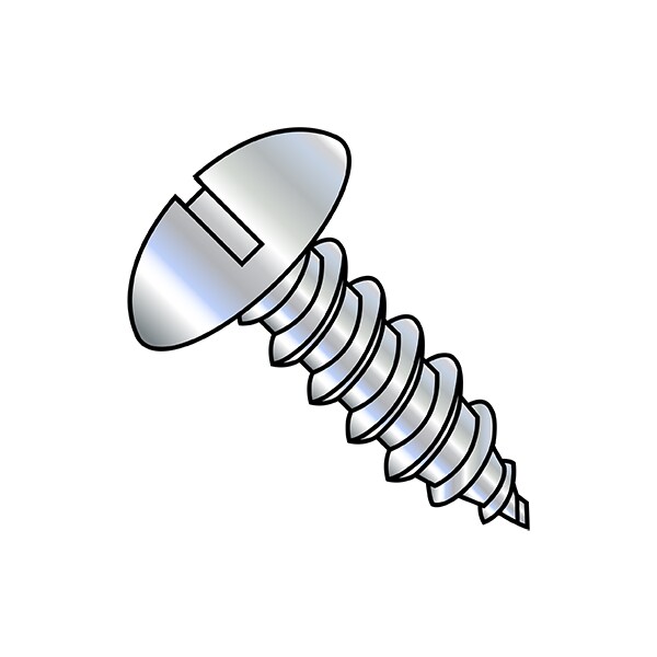 Zoro Select Sheet Metal Screw, #14-10 x 3/4 in, Zinc Plated Steel Truss Head Slotted Drive, 3000 PK 1412AST - main