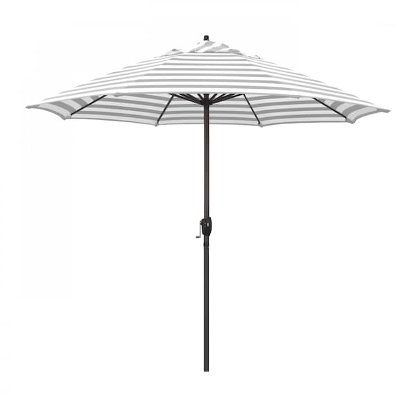 California Umbrella Patio Umbrella, Octagon, 102" H, Olefin Fabric, Gray White Cabana Stripe 194061009529 - main