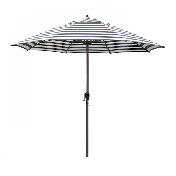 California Umbrella Patio Umbrella, Octagon, 102" H, Olefin Fabric, Navy White Cabana Stripe 194061009536 - main