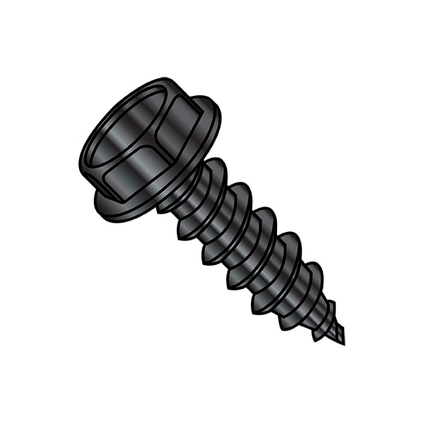 Zoro Select Self-Drilling Screw, #8-15 x 3/4 in, Black Oxide Steel Flange Hex Head External Hex Drive, 8000 PK 0812AWB - main