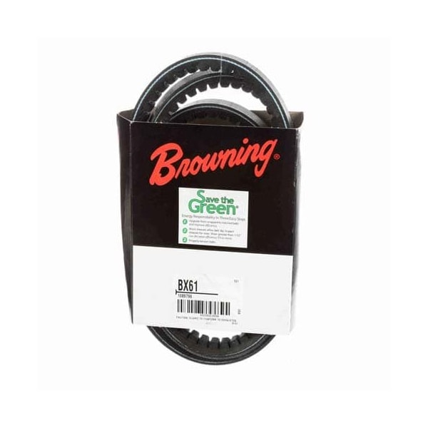 Zoro Select BX61 Cogged, Classical V-Belt, 64 in Outside Length, 21/32 in Top Width, 1 Ribs 46U068 - main