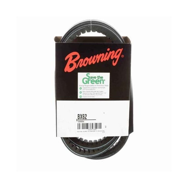 Zoro Select BX62 Cogged, Classical V-Belt, 65 in Outside Length, 21/32 in Top Width, 1 Ribs 46U069 - main