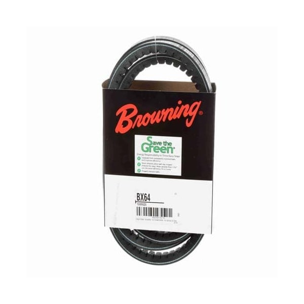 Zoro Select BX64 Cogged, Classical V-Belt, 67 in Outside Length, 21/32 in Top Width, 13/32 in Thickness, 1 Ribs 46U070 - main