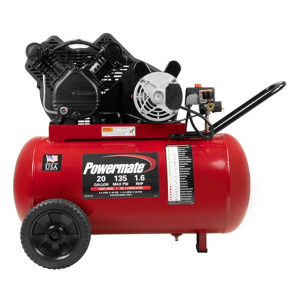 Powermate PortableAirCompressor, 120/240V, 20 gal., 1
