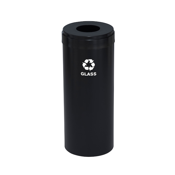 Glaro 12 gal Round Recycling Bin, Satin Black B-1232BK-BK-B8 - main