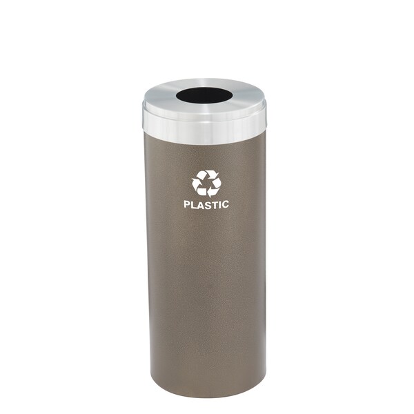 Glaro 12 gal Round Recycling Bin, Bronze Vein/Satin Aluminum B-1232BV-SA-B7 - main