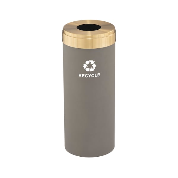 Glaro 12 gal Round Recycling Bin, Nickel/Satin Brass B-1232NK-BE-B5 - main