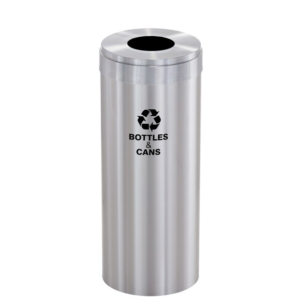 Glaro 12 gal Round Recycling Bin, Satin Aluminum B-1232SA-SA-B2 - main