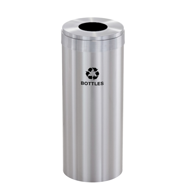 Glaro 12 gal Round Recycling Bin, Satin Aluminum B-1232SA-SA-B3 - main