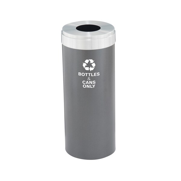 Glaro 12 gal Round Recycling Bin, Silver Vein/Satin Aluminum B-1232SV-SA-B6 - main