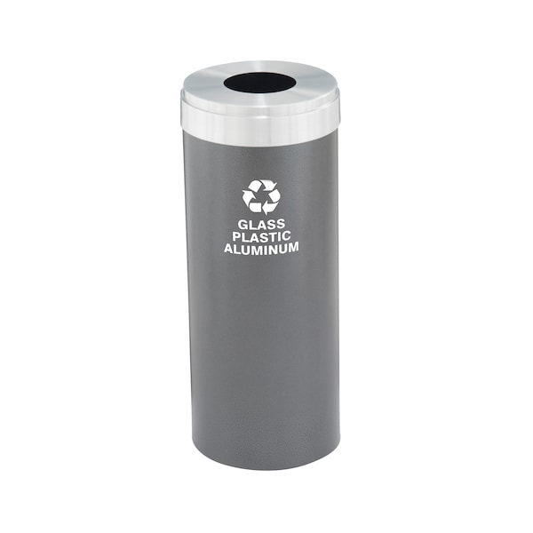 Glaro 12 gal Round Recycling Bin, Silver Vein/Satin Aluminum B-1232SV-SA-B9 - main