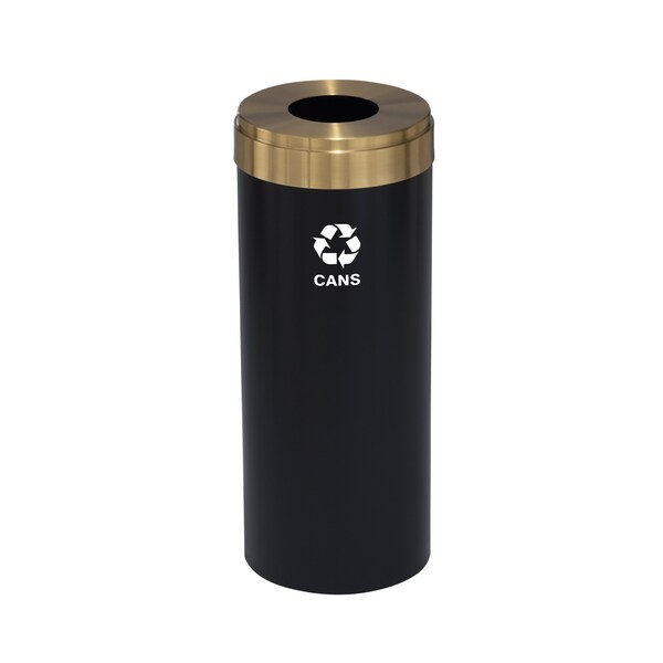 Glaro 15 gal Round Recycling Bin, Satin Black/Satin Brass B-1242BK-BE-B4 - main