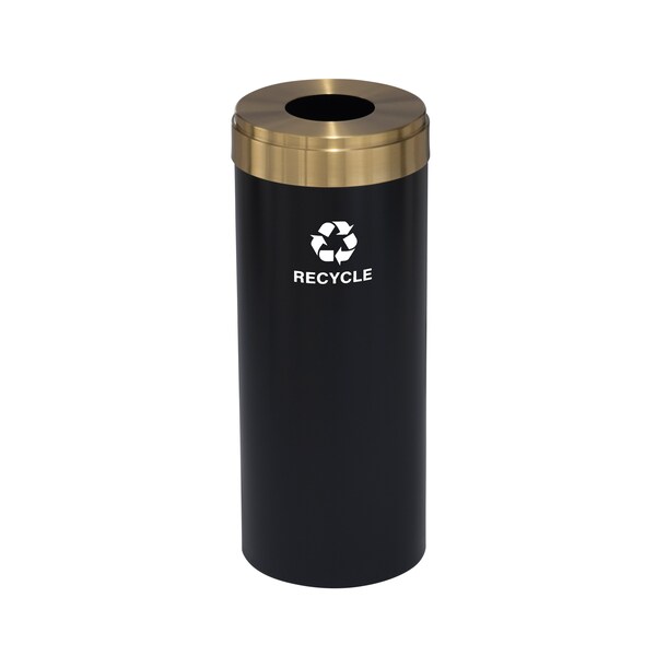 Glaro 15 gal Round Recycling Bin, Satin Black/Satin Brass B-1242BK-BE-B5 - main