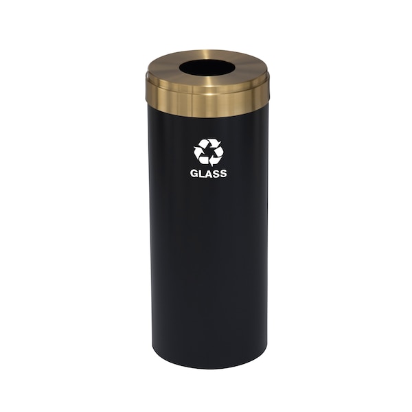 Glaro 15 gal Round Recycling Bin, Satin Black/Satin Brass B-1242BK-BE-B8 - main