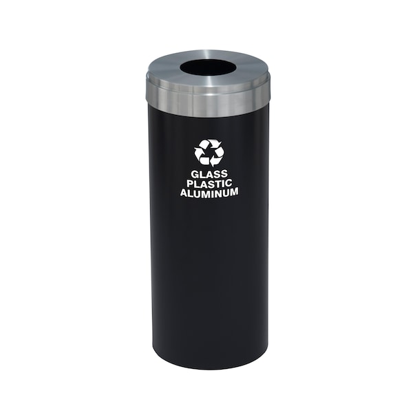 Glaro 15 gal Round Recycling Bin, Satin Black/Satin Aluminum B-1242BK-SA-B9 - main