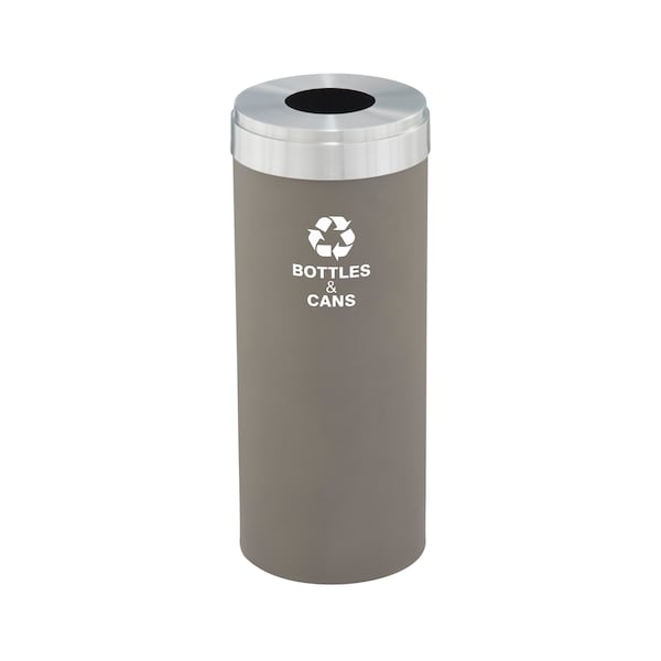 Glaro 15 gal Round Recycling Bin, Nickel/Satin Aluminum B-1242NK-SA-B2 - main