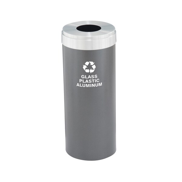 Glaro 15 gal Round Recycling Bin, Silver Vein/Satin Aluminum B-1242SV-SA-B9 - main