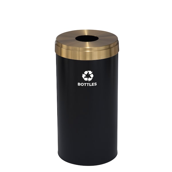 Glaro 16 gal Round Recycling Bin, Satin Black/Satin Brass B-1532BK-BE-B3 - main