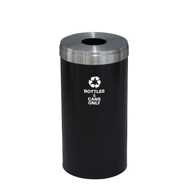 Glaro 16 gal Round Recycling Bin, Satin Black/Satin Aluminum B-1532BK-SA-B6 - main