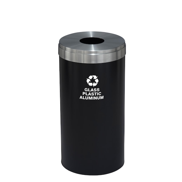 Glaro 16 gal Round Recycling Bin, Satin Black/Satin Aluminum B-1532BK-SA-B9 - main