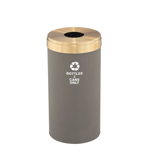 Glaro 16 gal Round Recycling Bin, Nickel/Satin Brass B-1532NK-BE-B6 - main