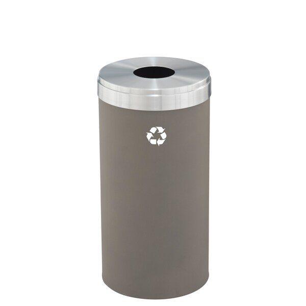 Glaro 16 gal Round Recycling Bin, Nickel/Satin Aluminum B-1532NK-SA-B1 - main