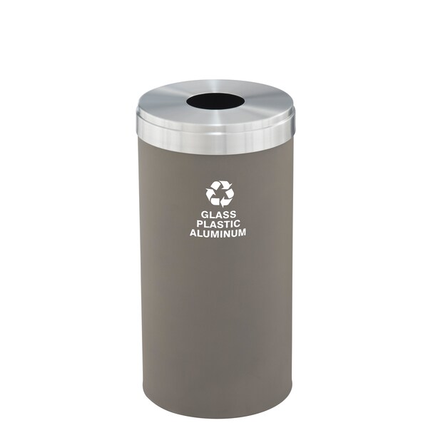 Glaro 16 gal Round Recycling Bin, Nickel/Satin Aluminum B-1532NK-SA-B9 - main