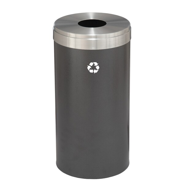 Glaro 16 gal Round Recycling Bin, Silver Vein/Satin Aluminum B-1532SV-SA-B1 - main