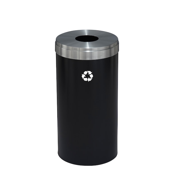 Glaro 23 gal Round Recycling Bin, Satin Black/Satin Aluminum B-1542BK-SA-B1 - main