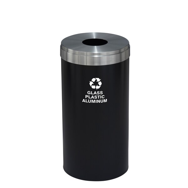 Glaro 23 gal Round Recycling Bin, Satin Black/Satin Aluminum B-1542BK-SA-B9 - main