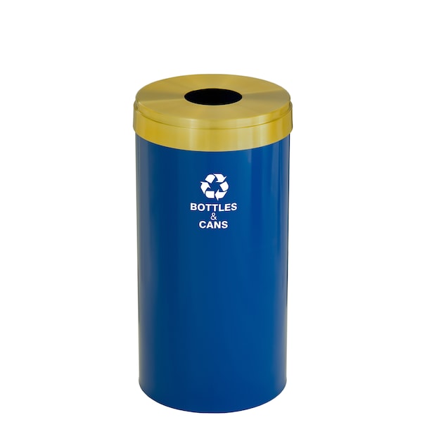Glaro 23 gal Round Recycling Bin, Blue/Satin Brass B-1542BL-BE-B2 - main