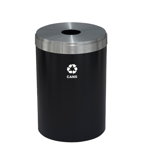 Glaro 33 gal Round Recycling Bin, Satin Black/Satin Aluminum B-2032BK-SA-B4 - main