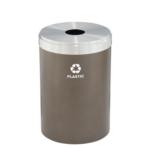 Glaro 33 gal Round Recycling Bin, Bronze Vein/Satin Aluminum B-2032BV-SA-B7 - main