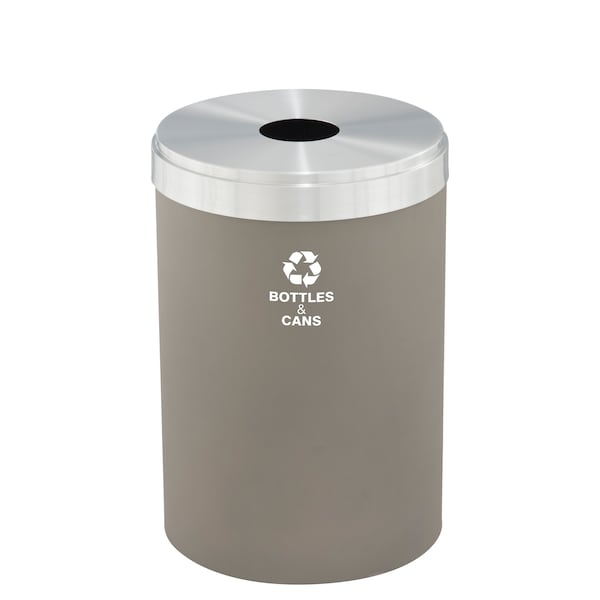 Glaro 33 gal Round Recycling Bin, Nickel/Satin Aluminum B-2032NK-SA-B2 - main