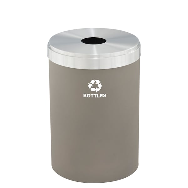 Glaro 33 gal Round Recycling Bin, Nickel/Satin Aluminum B-2032NK-SA-B3 - main