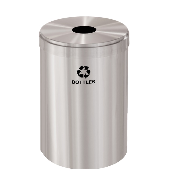 Glaro 33 gal Round Recycling Bin, Satin Aluminum B-2032SA-SA-B3 - main