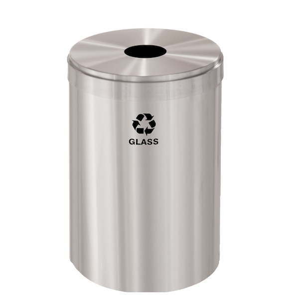 Glaro 33 gal Round Recycling Bin, Satin Aluminum B-2032SA-SA-B8 - main