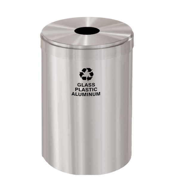 Glaro 33 gal Round Recycling Bin, Satin Aluminum B-2032SA-SA-B9 - main