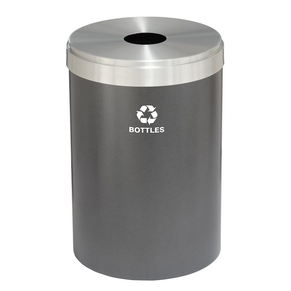 Glaro 33 gal Round Recycling Bin, Silver Vein/Satin Aluminum B-2032SV-SA-B3 - main