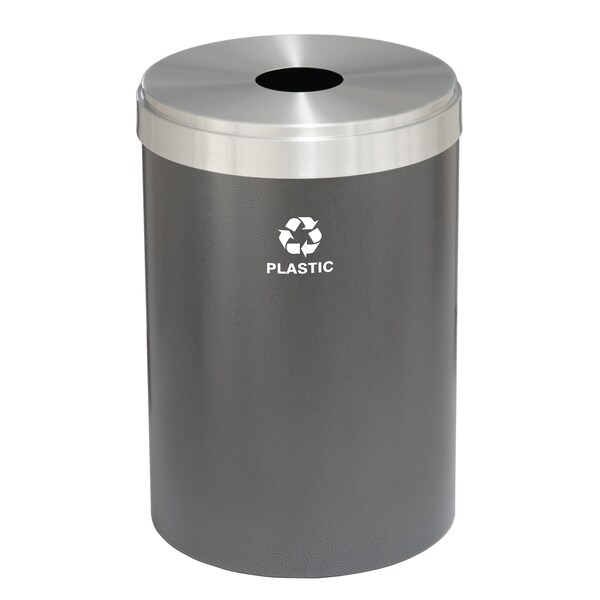Glaro 33 gal Round Recycling Bin, Silver Vein/Satin Aluminum B-2032SV-SA-B7 - main