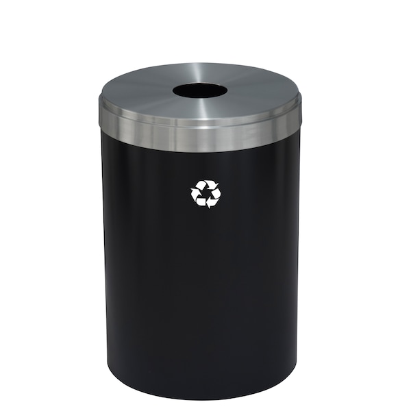 Glaro 41 gal Round Recycling Bin, Satin Black/Satin Aluminum B-2042BK-SA-B1 - main