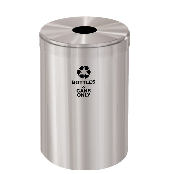 Glaro 41 gal Round Recycling Bin, Satin Aluminum B-2042SA-SA-B6 - main