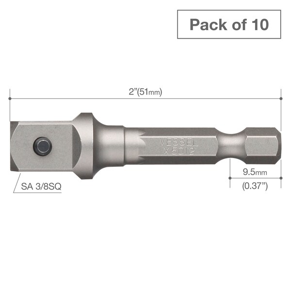 Vessel Power Bit 1/4" Hex B, 3/8"Sqx50 So, PK10 B35SA9550 - main