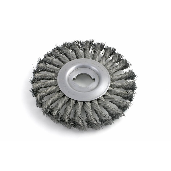 Brush Research B462, 6" Diameter Knotted Wheel Brush, .016 Carbon Steel, 1" Arbor Hole With Keyway B462 - main