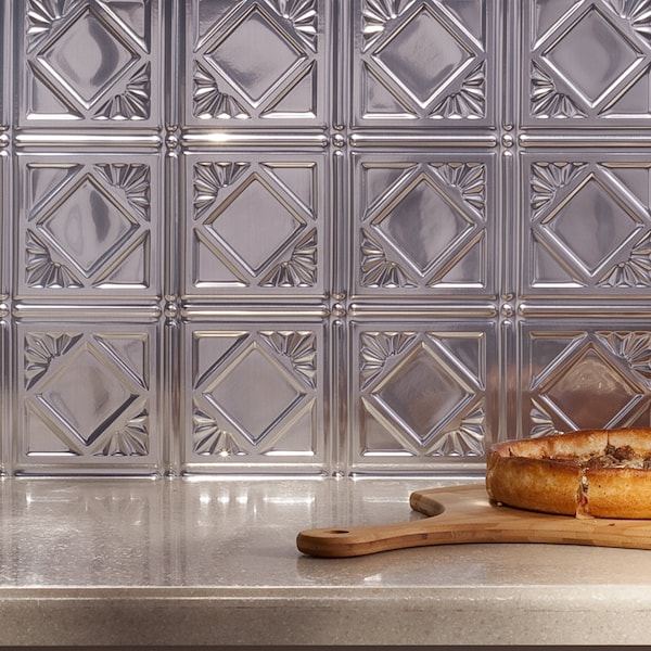 Fasade Fasade 18in x 24in Traditional 4 Brushed Aluminum Backsplash Panel 5pk PB5108 - main