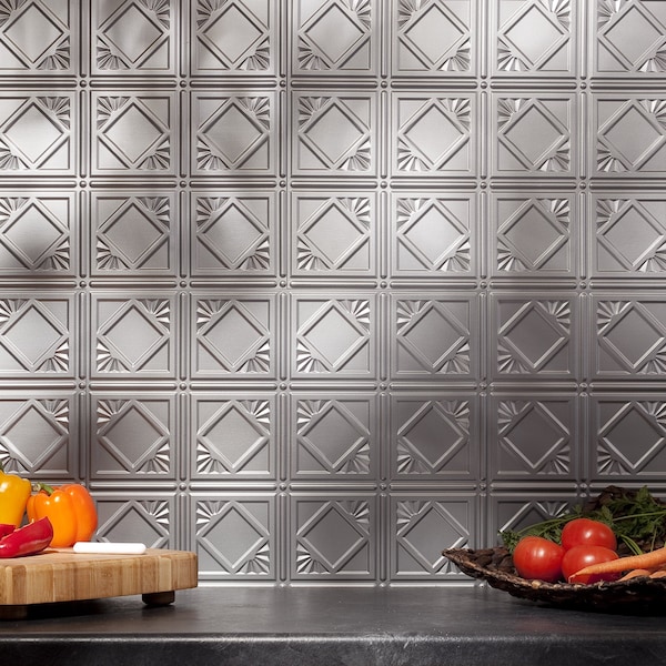 Fasade Fasade 18in x 24in Traditional 4 Argent Silver Backsplash Panel 5pk PB5109 - main