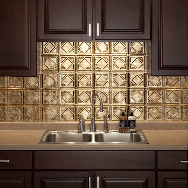 Fasade Fasade 18in x 24in Traditional 4 Bermuda Bronze Backsplash Panel 5pk PB5117 - main