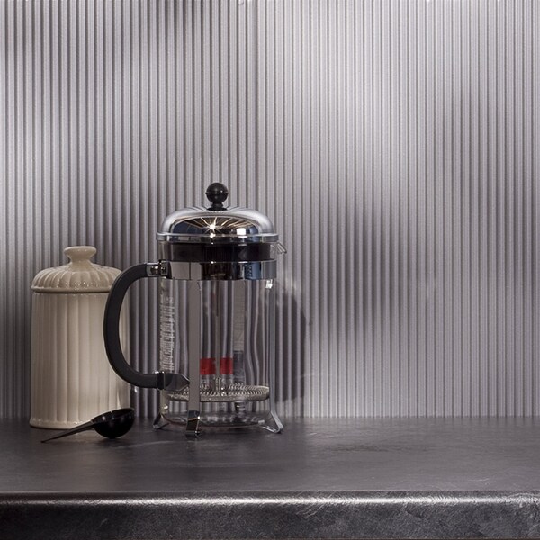 Fasade Fasade 18in x 24in Rib Argent Silver Backsplash Panel 5pk PB5209 - main